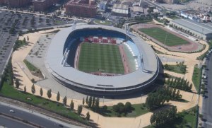 Imagen aérea del Estadio de los Juegos Mediterráneos, de la U.D. Almería. Foto: udalmeriasad.com